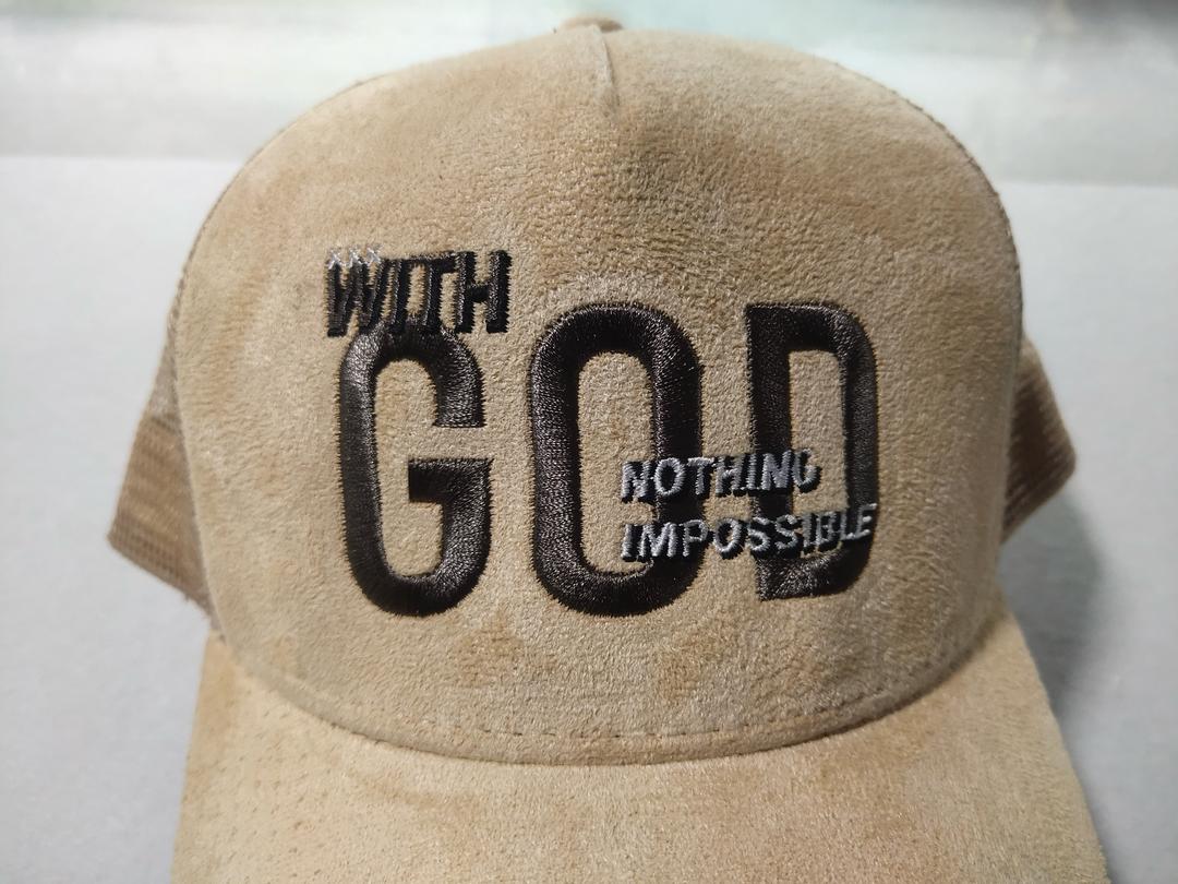 With God Nothing Impossible Suede Snapback Trucker Hat