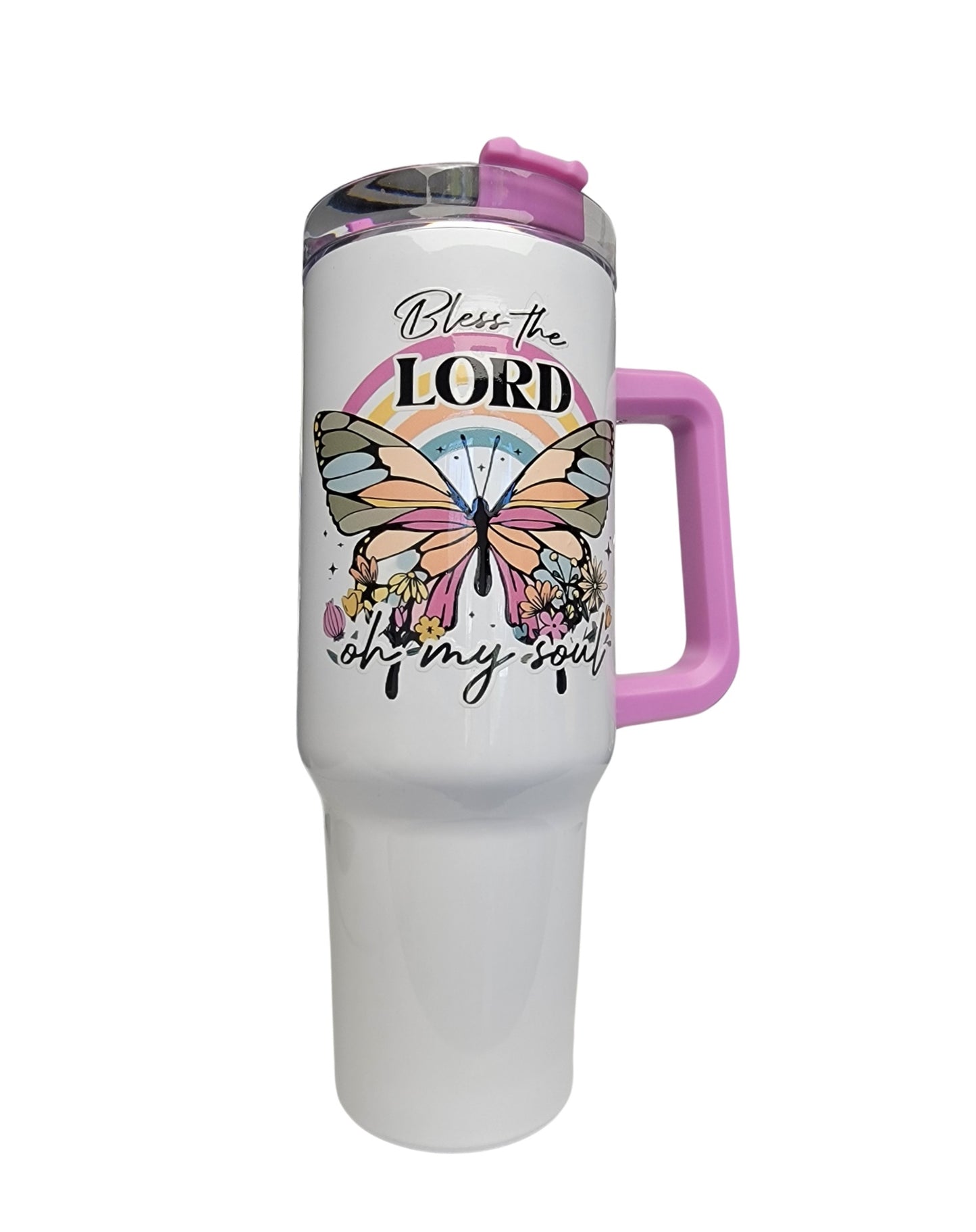 Bless the Lord 40 OZ Faith-Inspired Tumbler with Butterfly Motif