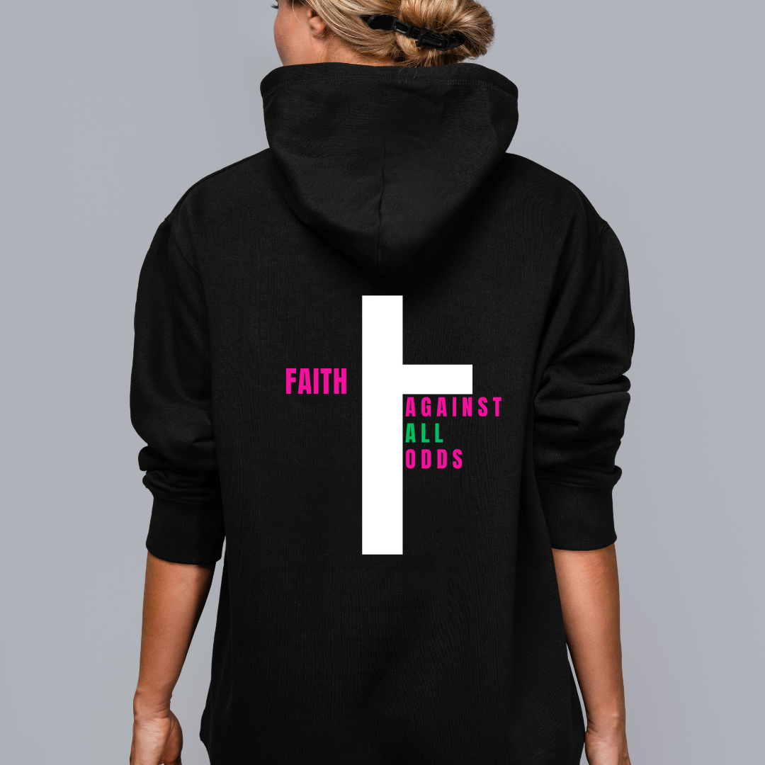 Soft Pink Faith against All Odds Hoodie with Bold Message