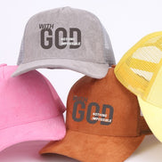 With God Nothing Impossible Suede Snapback Trucker Hat