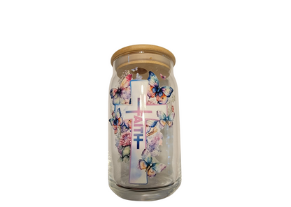Inspirational Glass Cups with Customizable UV-DTF Prints