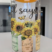 Inspirational Glass Cups with Customizable UV-DTF Prints