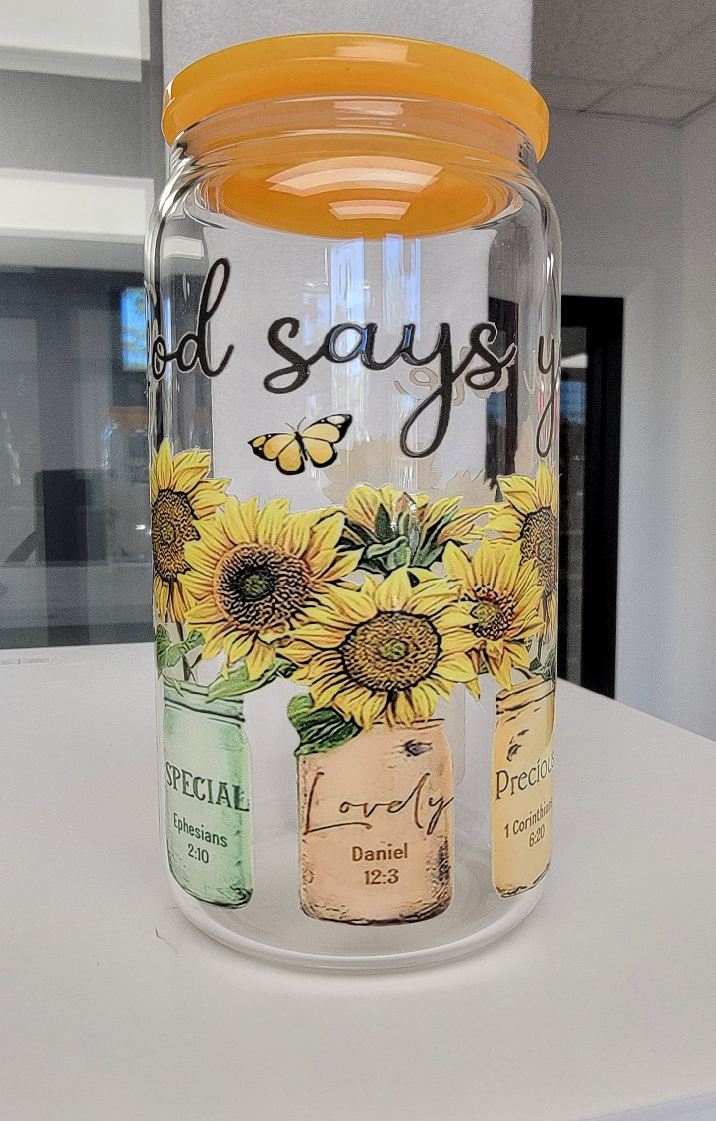 Inspirational Glass Cups with Customizable UV-DTF Prints