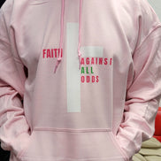 Soft Pink Faith against All Odds Hoodie with Bold Message