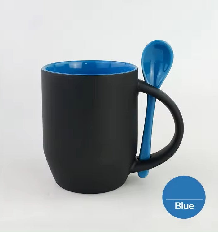 Stylish Black Matte Ceramic Mug with Bright Interior Colors