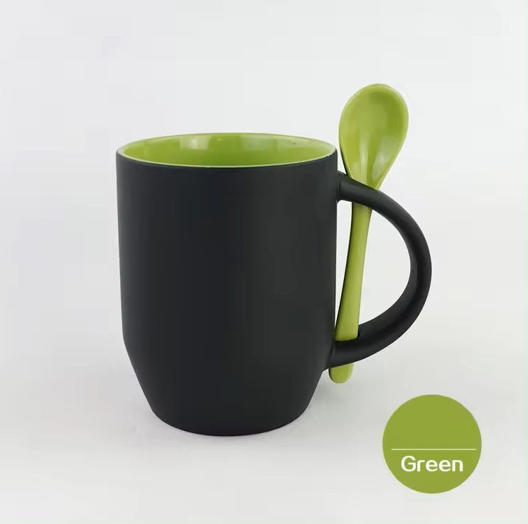 Stylish Black Matte Ceramic Mug with Bright Interior Colors