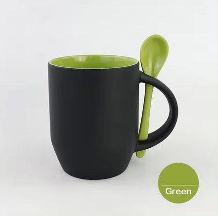 Stylish Black Matte Ceramic Mug with Bright Interior Colors