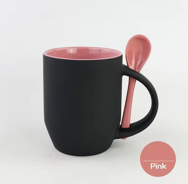 Stylish Black Matte Ceramic Mug with Bright Interior Colors