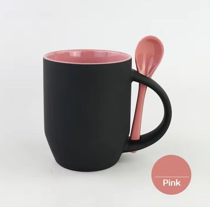Stylish Black Matte Ceramic Mug with Bright Interior Colors