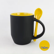 Stylish Black Matte Ceramic Mug with Bright Interior Colors