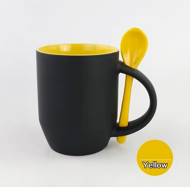 Stylish Black Matte Ceramic Mug with Bright Interior Colors