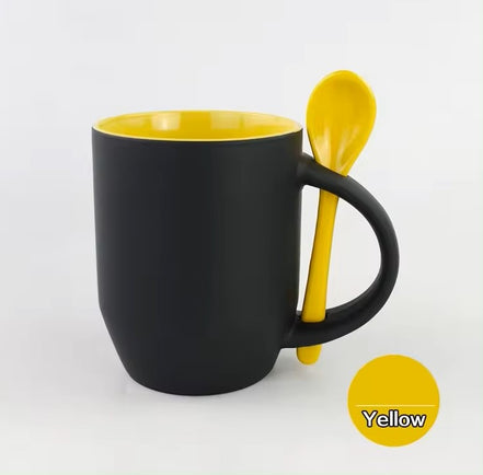 Stylish Black Matte Ceramic Mug with Bright Interior Colors